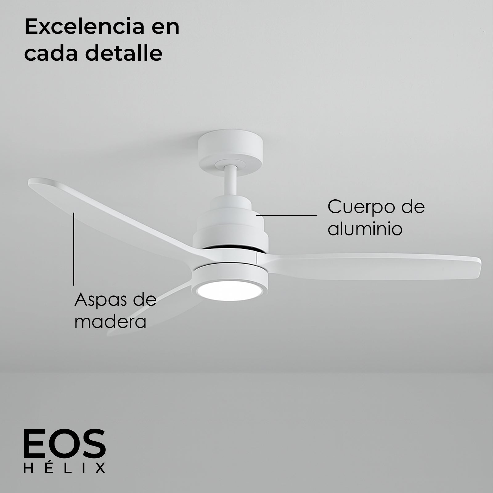 HELIX Blanco Ventilador de techo inteligente YOEVU Compatible con Alexa, Luz LED regulable, 6 velocidades silenciosas, Control por App, Mando y Voz - 4