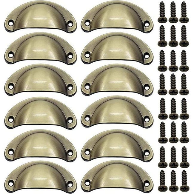 12 PCS Poignée de Porte Coquille Rétro 82mm Poignée pour Meuble Tiroir ...