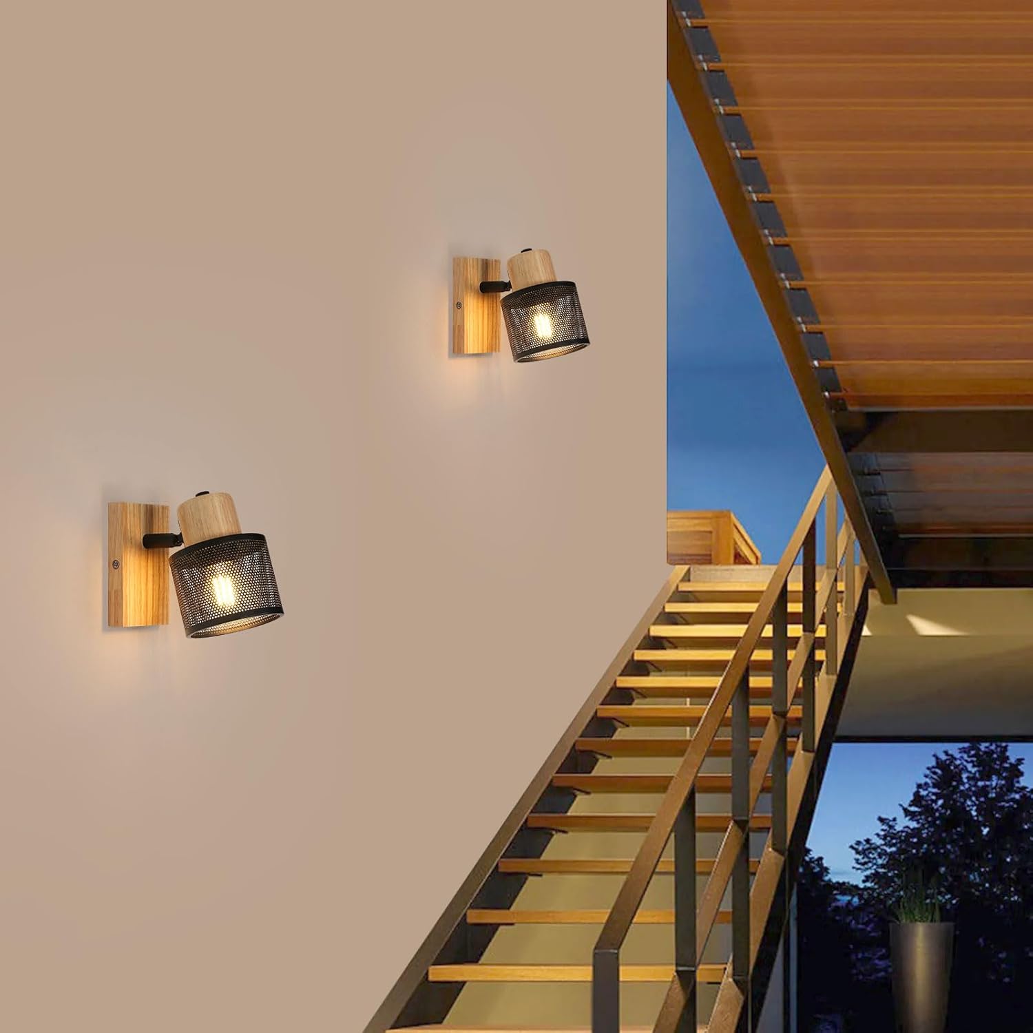 Lightess Applique Da Parete Interno Vintage, Lampada Da Parete - Foto 4