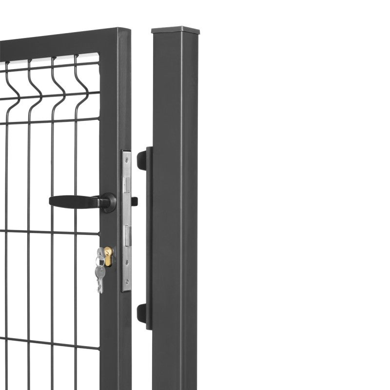Portillon grillagé en acier galvanisé maille 200 x 50 occultable passage 1m x 1m60 Gris anthracite - 3