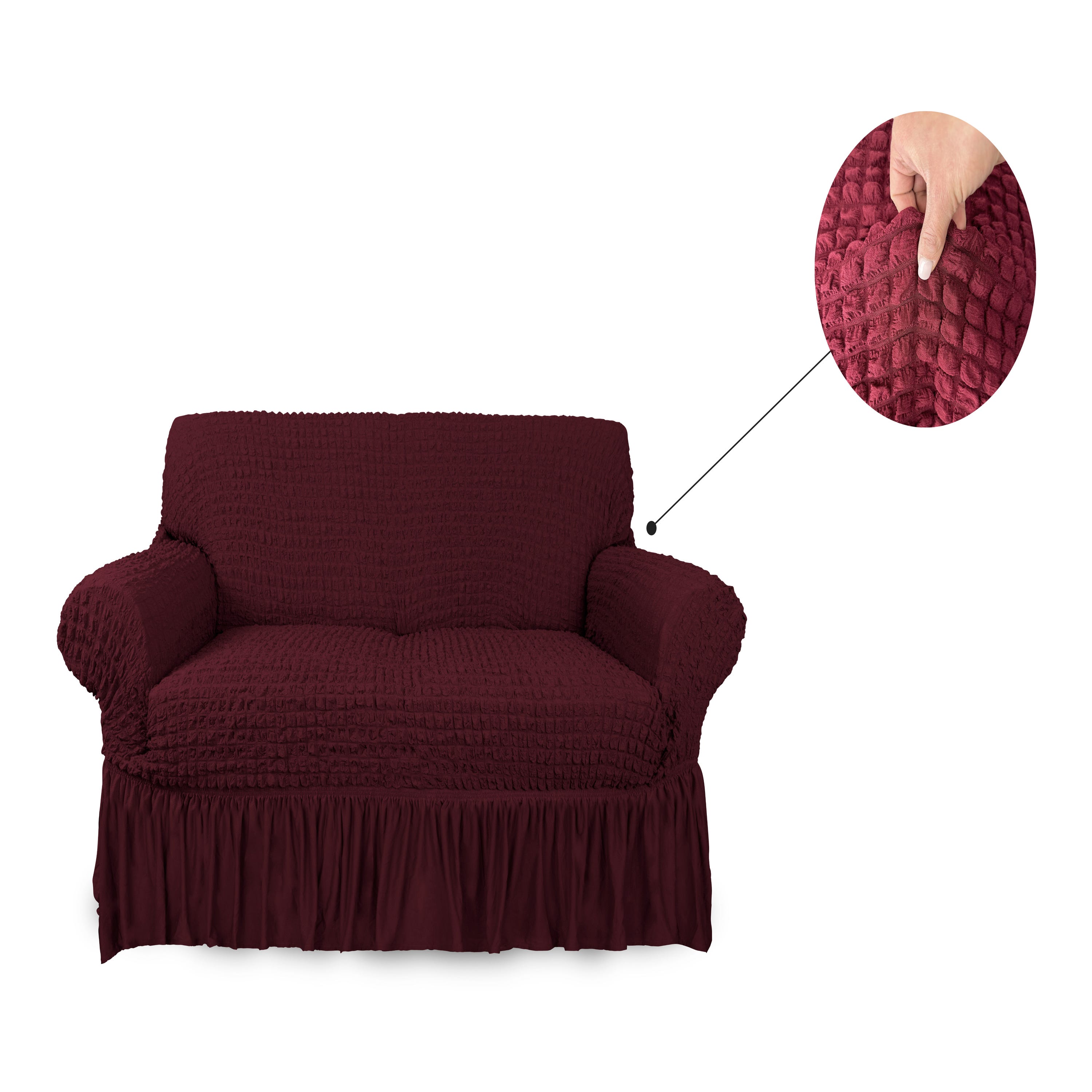 Housse De Canapé/futon En élasthanne (sans Accoudoirs) - Taille 180-200 Cm, Couleur Rouge Bordeaux - Antidérapante, Lavable