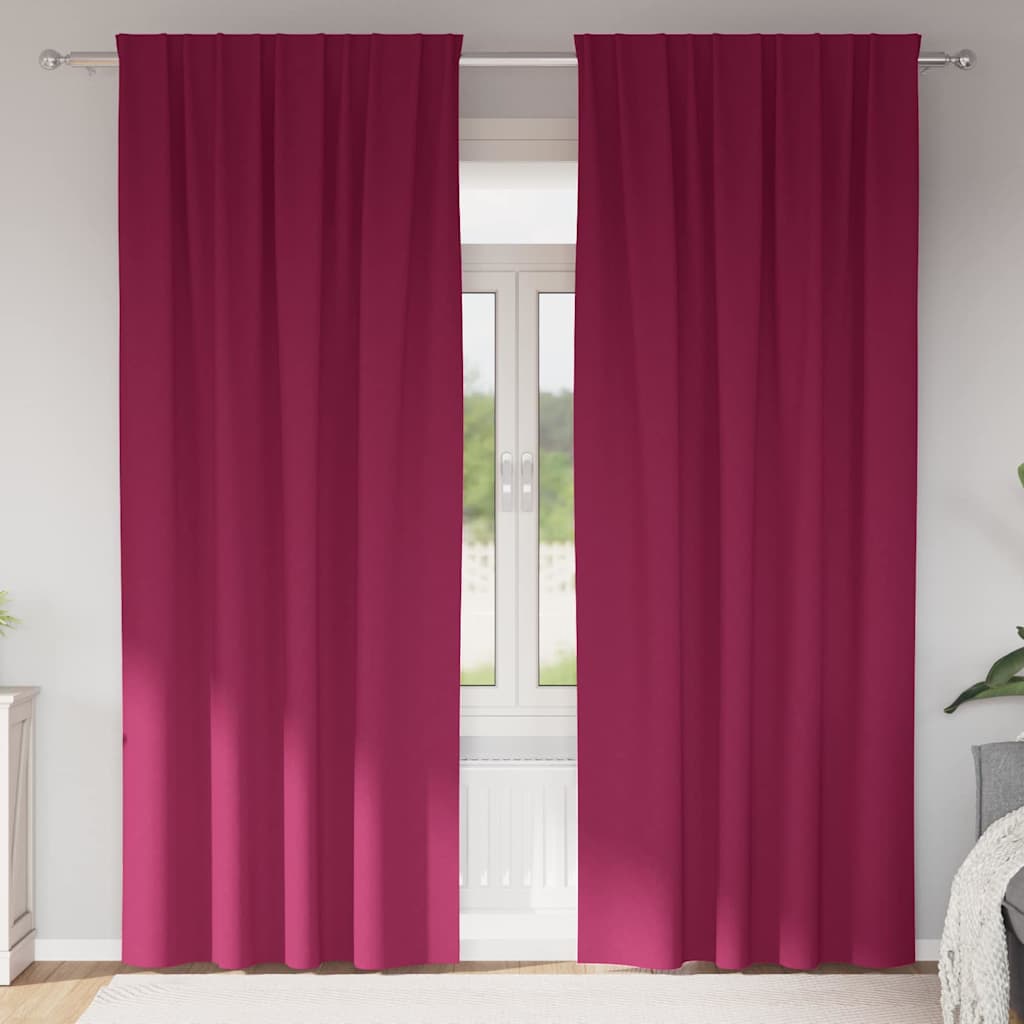 Firany blackout z kółkami 2 pcs Czerwone wino 245 x 140 cm vidaXL