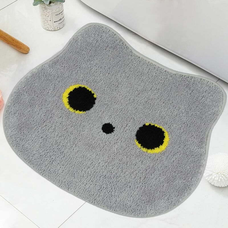 Covoraș de baie moale, cu model de animale și pisici, antiderapant, din microfibră, 50x55 cm, pentru decorarea interioară a dușului