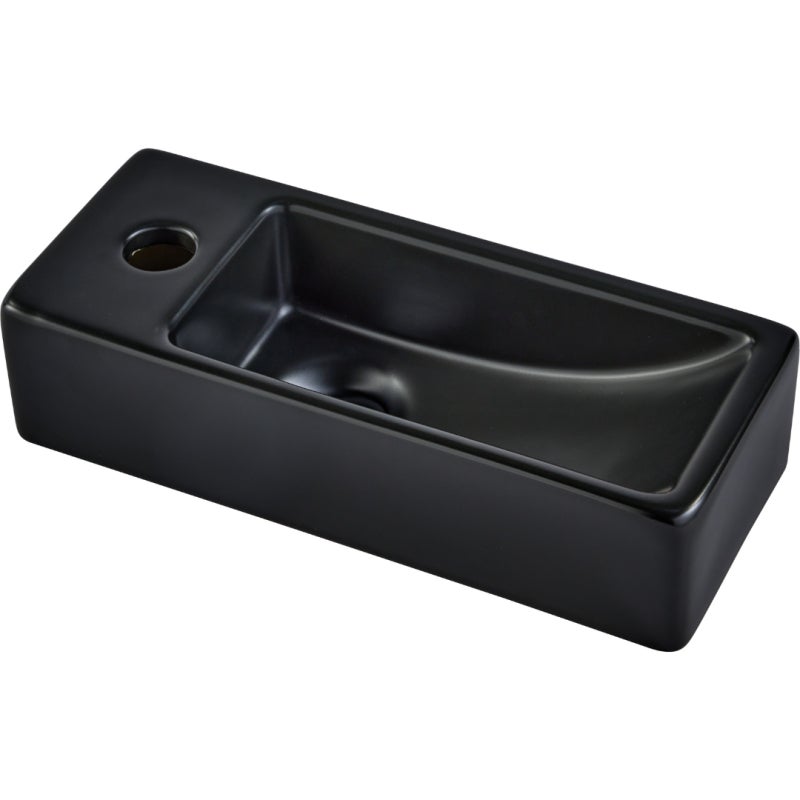 Lave-mains gain de place noir mat à suspendre 37 x 15 cm - robinet à gauche - Longine - 2