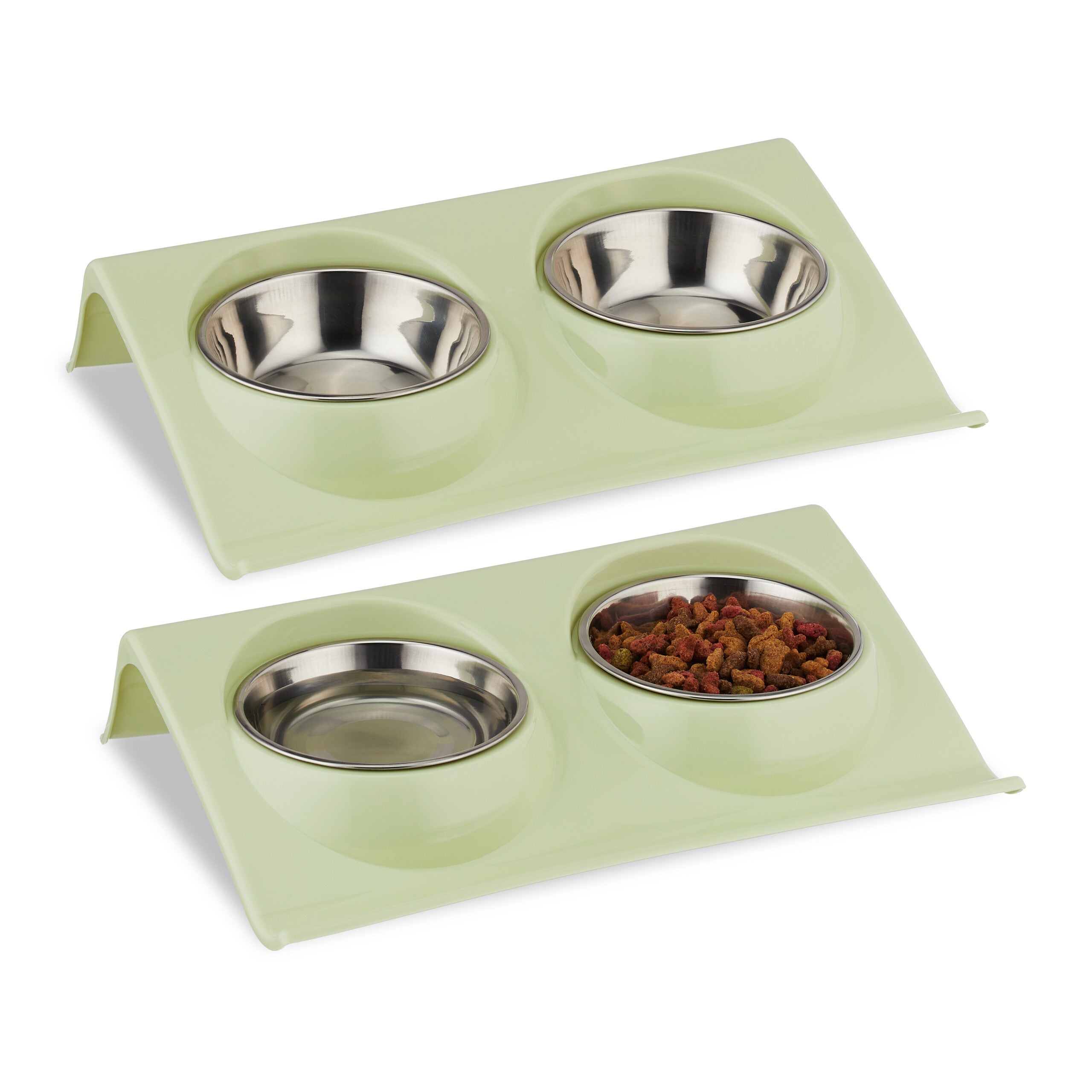 Ciotole Rialzate Per Gatti In Ceramica - Set 2 Ciotole Inclinate 15° Con Supporto Bambù - Foto 8