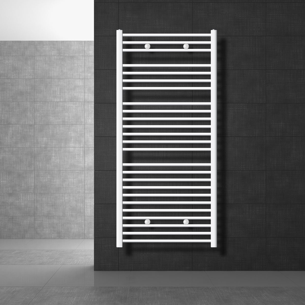 Radiatore Da Bagno Sahara 400 X 1800 Mm Cromo Curvo Con Attacco Laterale Elemento Riscaldante 1200w 89729806