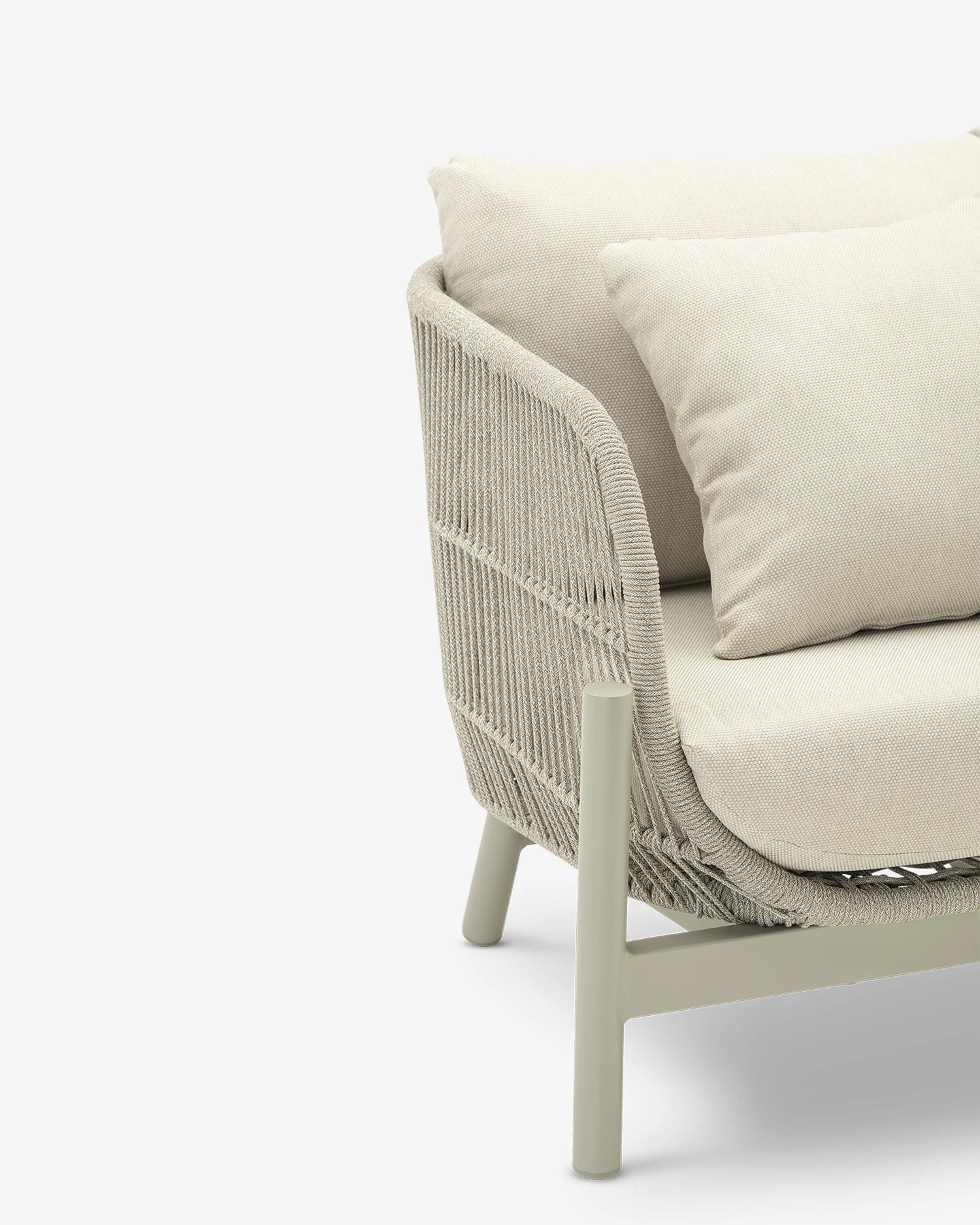 Canapé 3 places beige aluminium et corde beige - Milos - 4