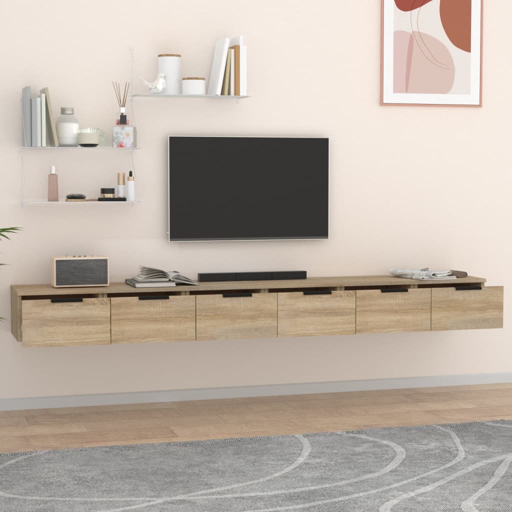 Maison Exclusive - Armarios de pared 2 uds contrachapada roble Sonoma 102x30x20 cm - 3