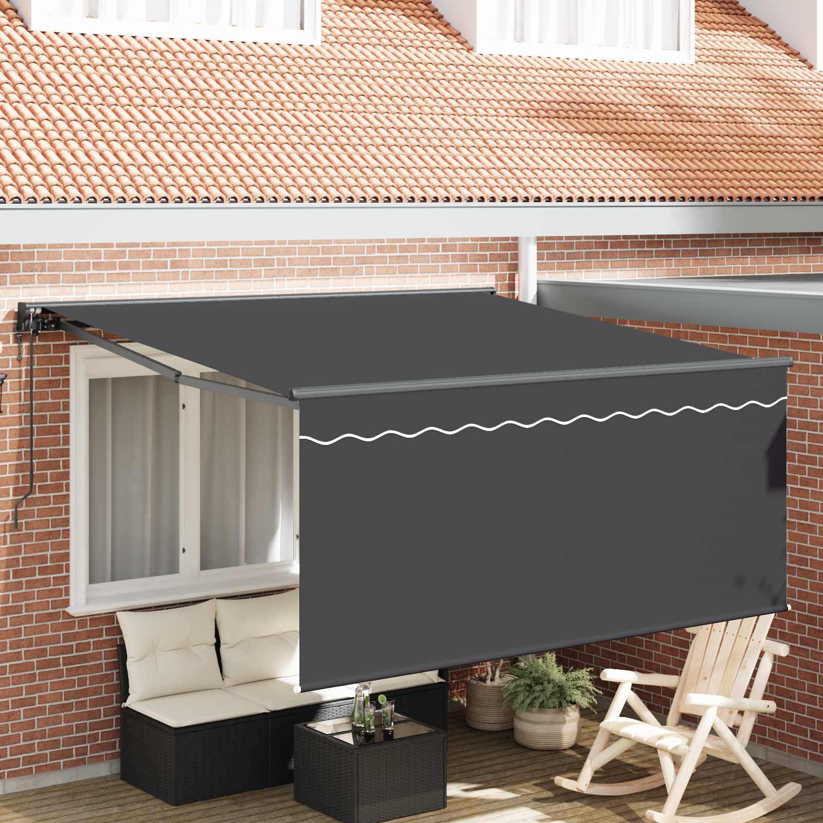 Markiza zwijana Antracyt 300 x 250 cm Poliester i aluminium vidaXL