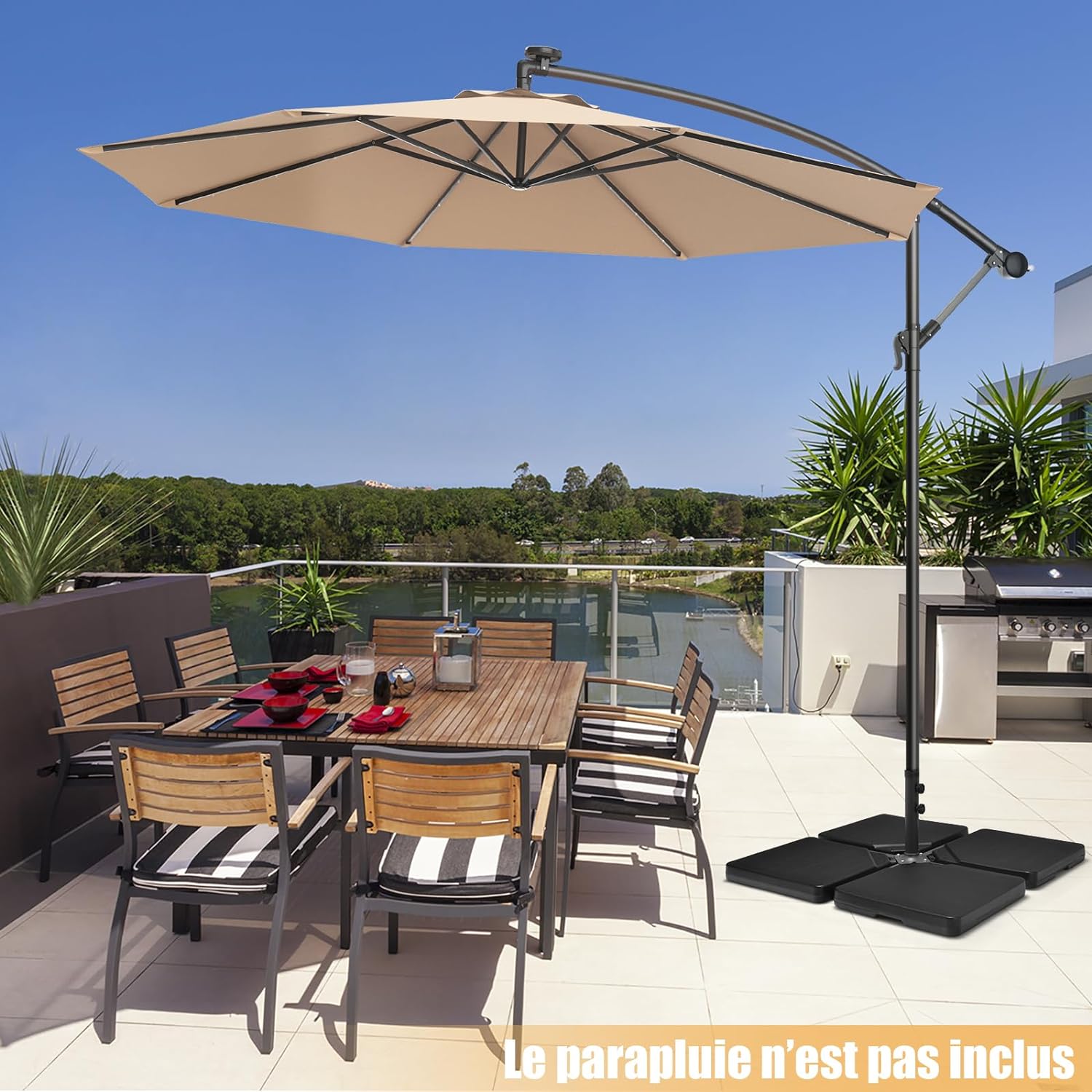 Dalle Parasol Déporté Lot de 4, 100 x 100 x 7 cm - 4