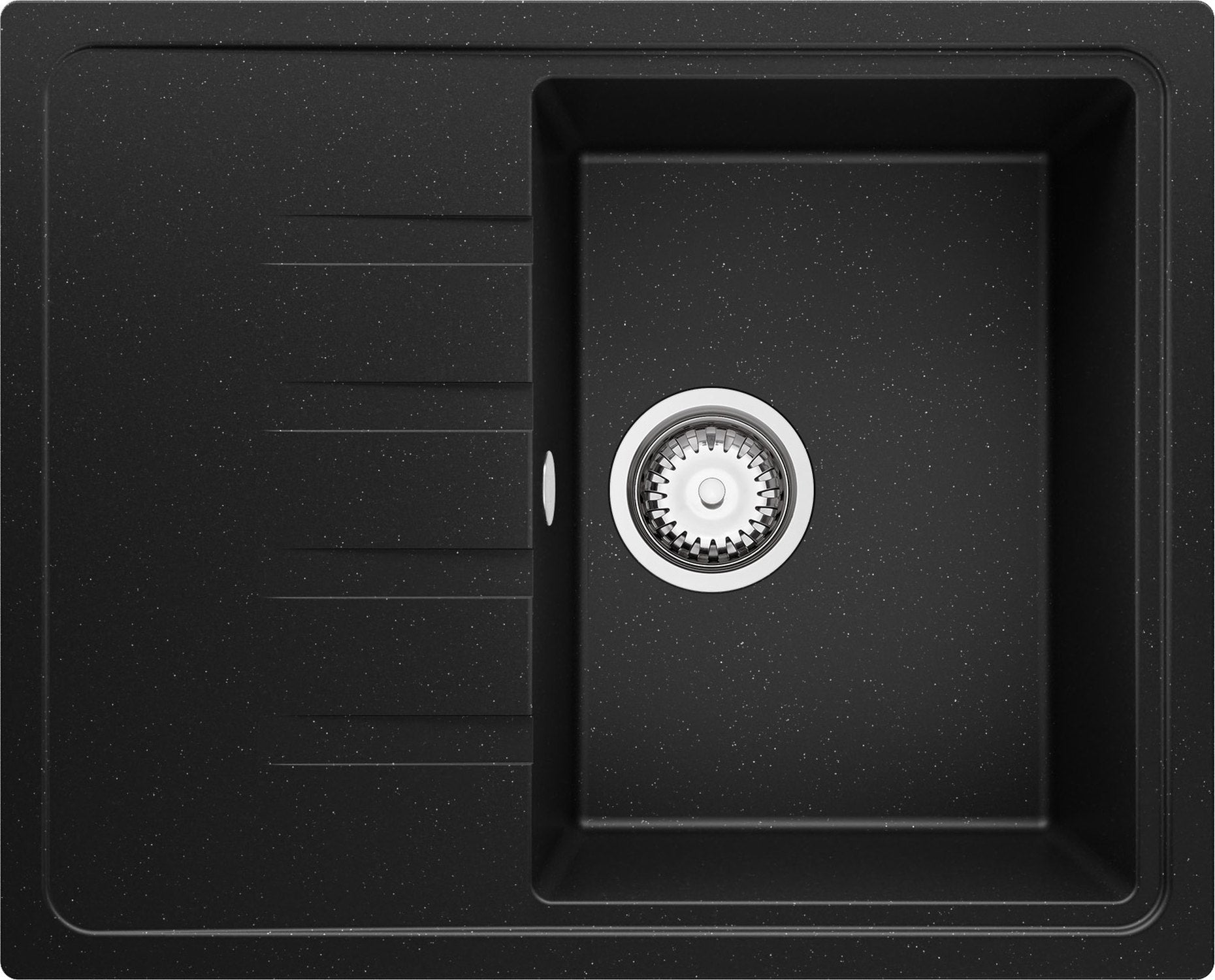 Lavello Cucina Tutto Nero Primagran - 58x50cm, 1 Vasca, Incasso, Con Sifone, Per Mobile 60cm - Foto 4