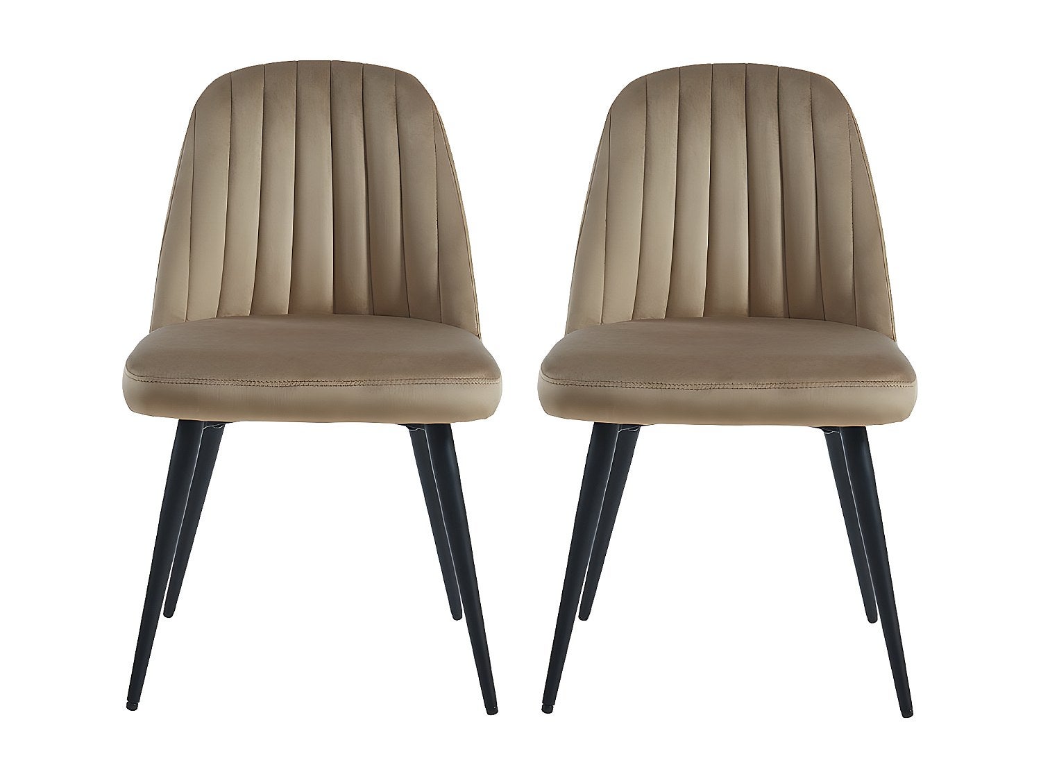 Lot de 2 chaises en velours et métal noir - Beige - ELEANA - 2