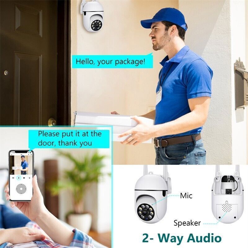 Camera de Surveillance Exterieure IP WiFi 2.4 + 5G HD 1080P Zoom x4 Suivi Humain Vision Nocturne Couleur avec 64G TF Carte - 6