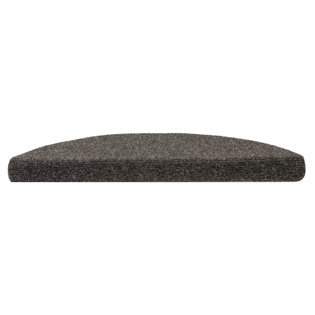 vidaXL Tapis d'escalier autocollants 30 pièces 56 x 17 x 3 cm Anthracite Demi-rond - 3