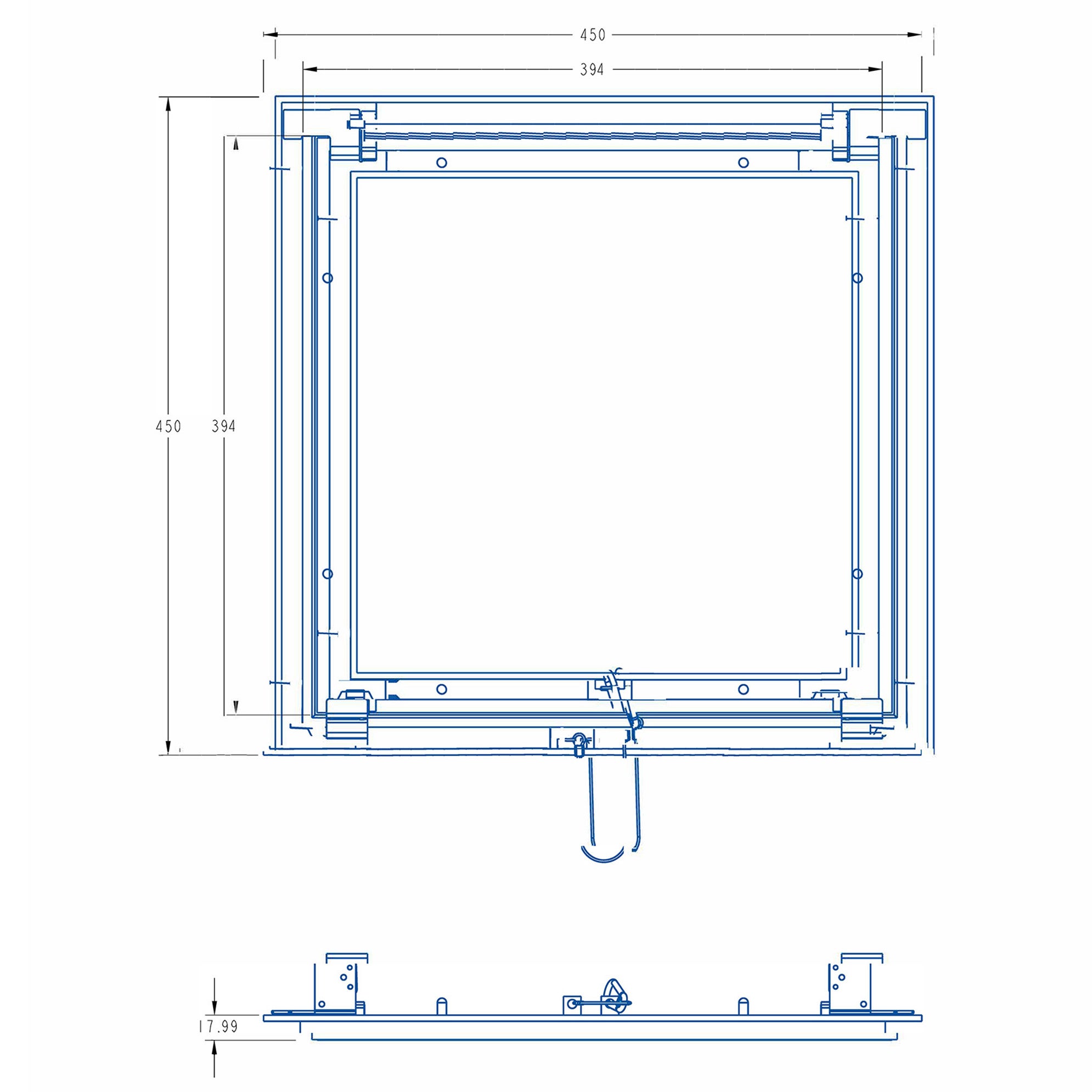 Trappe de visite hydrofuge à carreler 400x400 mm en aluminium, avec système d'ouverture/fermeture par simple pression NOYON & THIEBAULT - 5