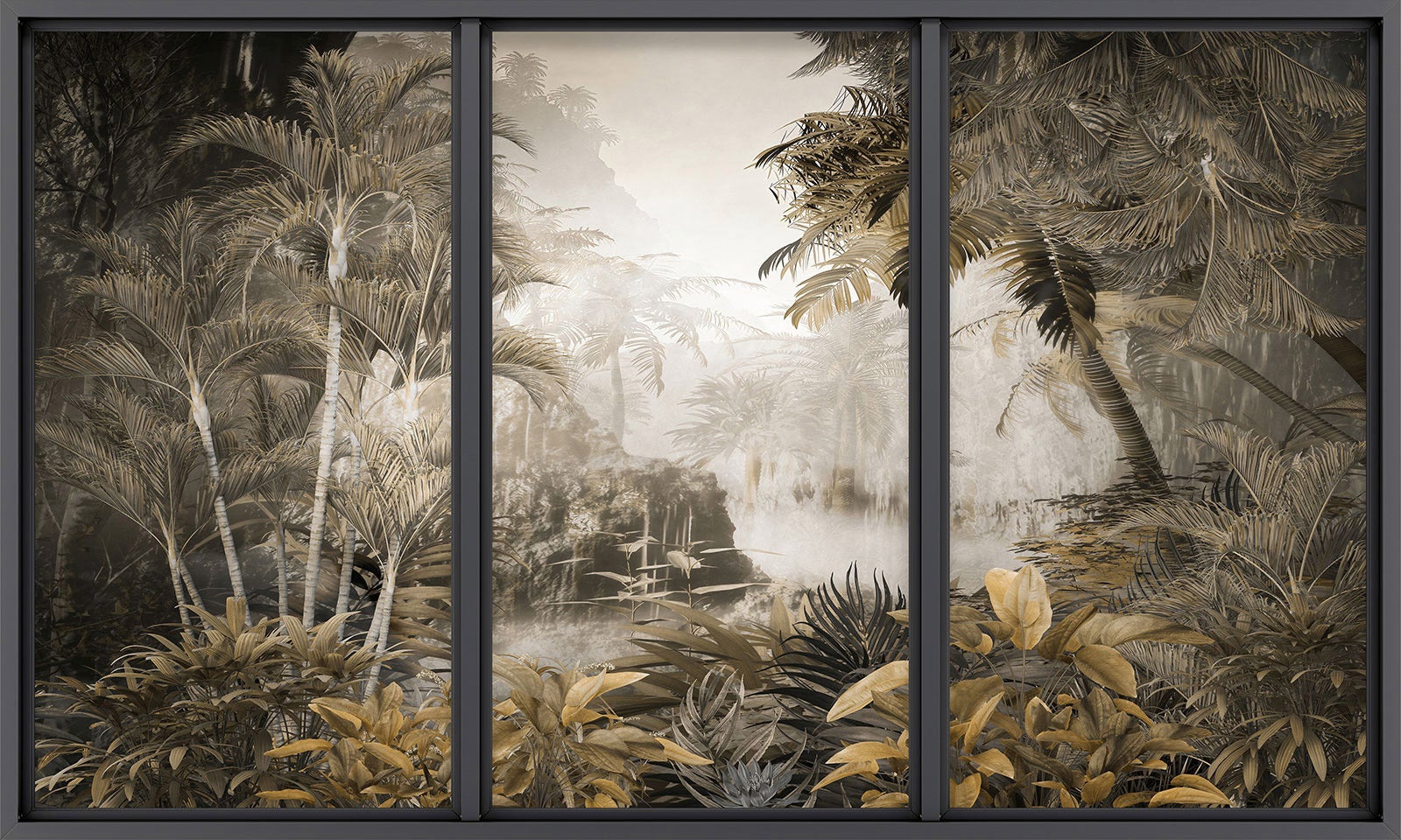 Papier peint panoramique Trompe l'oeil baie vitrée - Jungle - Largeur 195 cm x Hauteur 117 cm - 2