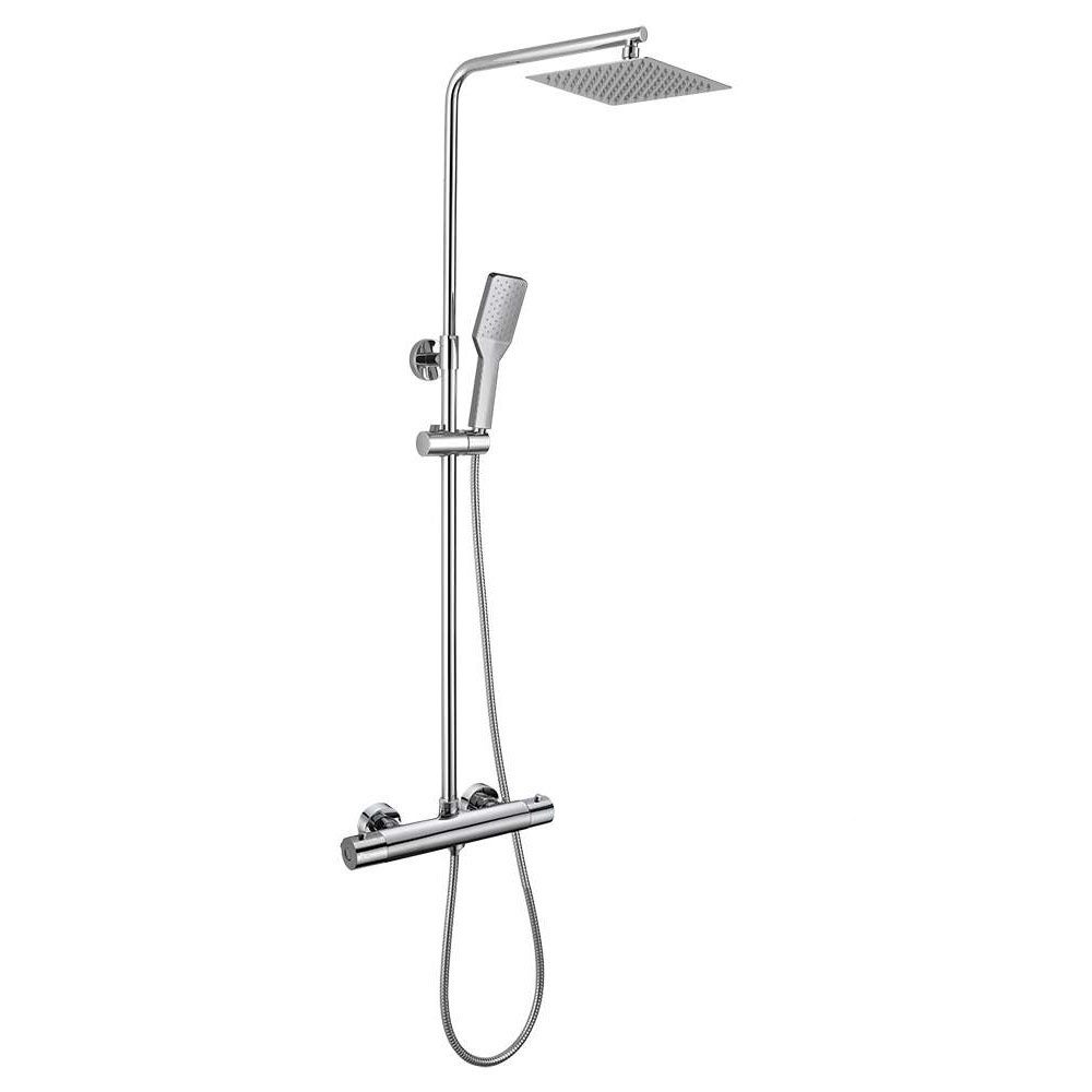 Pomme de douche carrée 30x30 cm + bras de douche mural, Treemme
