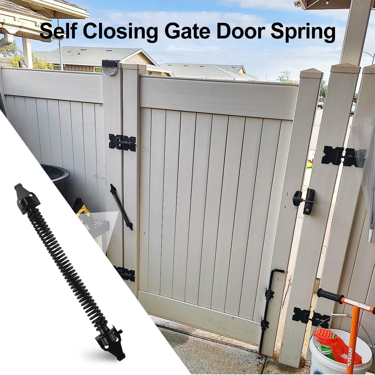 36cm Ferme Porte Automatique, Ferme Porte à Ressort, Ressort de Traction Réglable, pour Porte de Jardin, portail en Bois et Clôtures Agricoles - 4