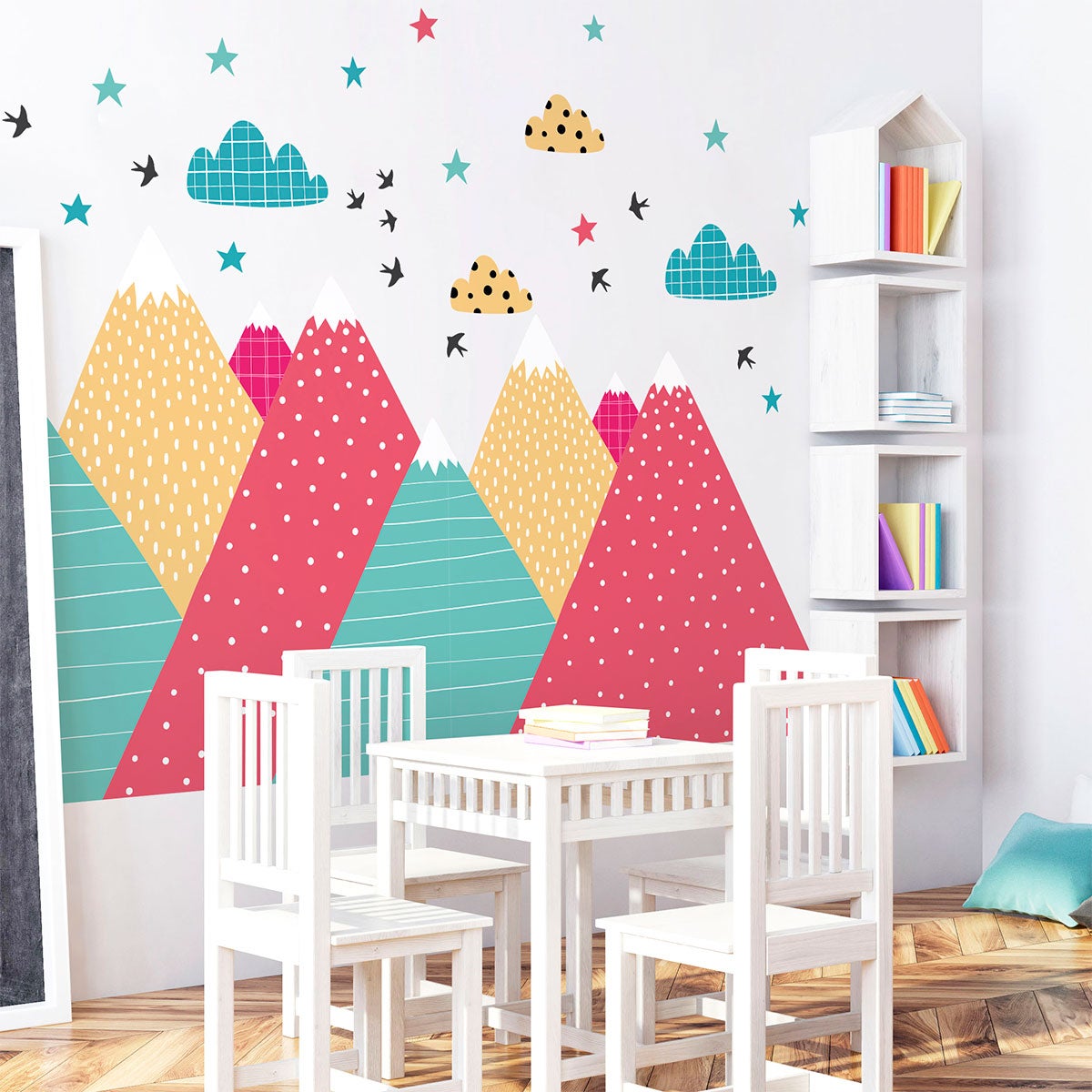 Vinilo niño escandinavo de montaña alenika - adhesivo de pared - revestimiento sticker mural decorativo - 90x135cm - 3