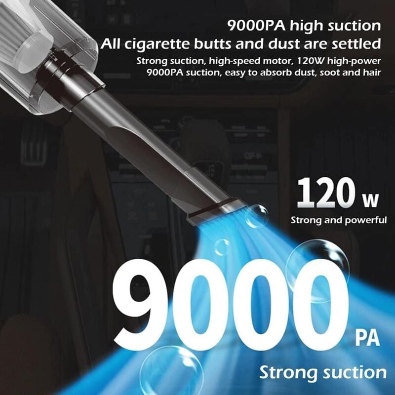 Aspirateur de voiture puissant, aspirateur à main sans fil, aspirateur de bureau rechargeable avec filtre lavable - 2