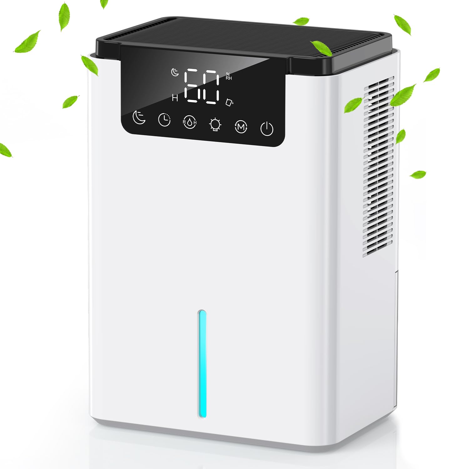 Déshumidificateur 1,8 L Silencieux - Écran LCD Tactile, Minuterie, LED Coloré - Jusqu’à 450 Ml/jour - 4