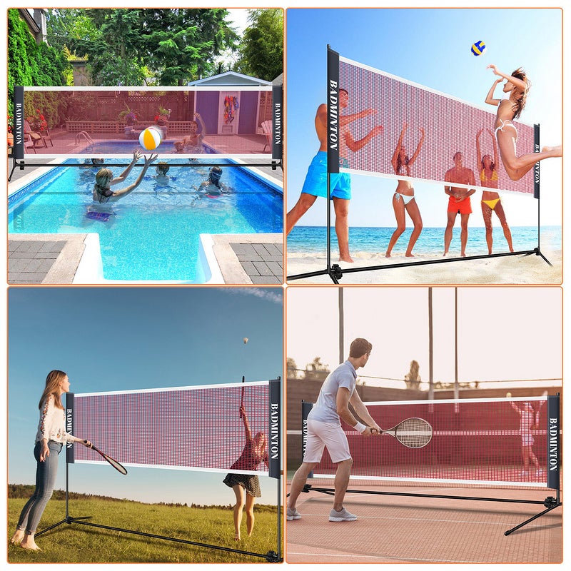 Filet de badminton Réglable en hauteur Filet de tennis Filet de volley-ball Portable avec sac de transport Largeur 410cm - 5