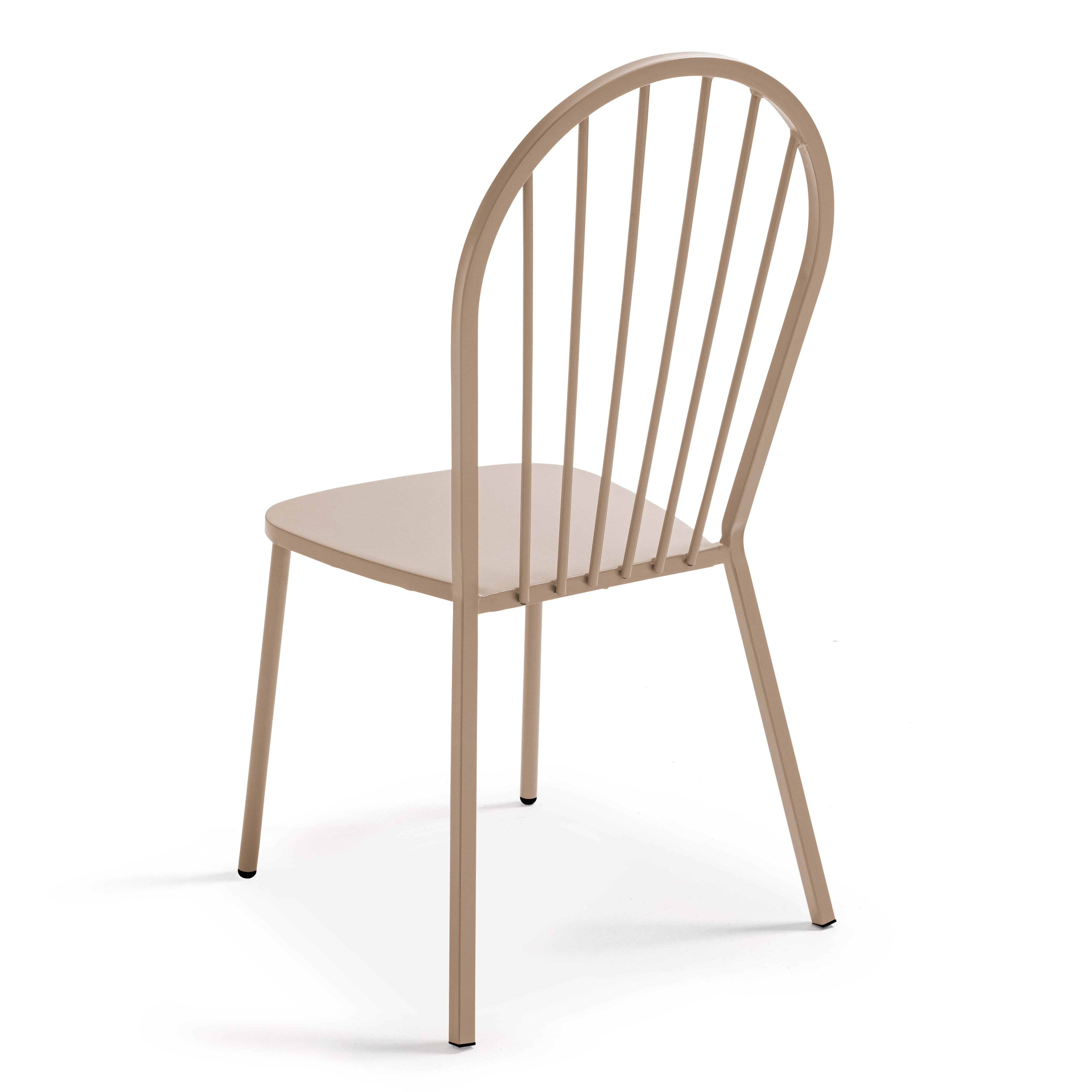 Ensemble table de terrasse et 2 chaises bistrot en acier taupe , Palavas - Oviala - 5