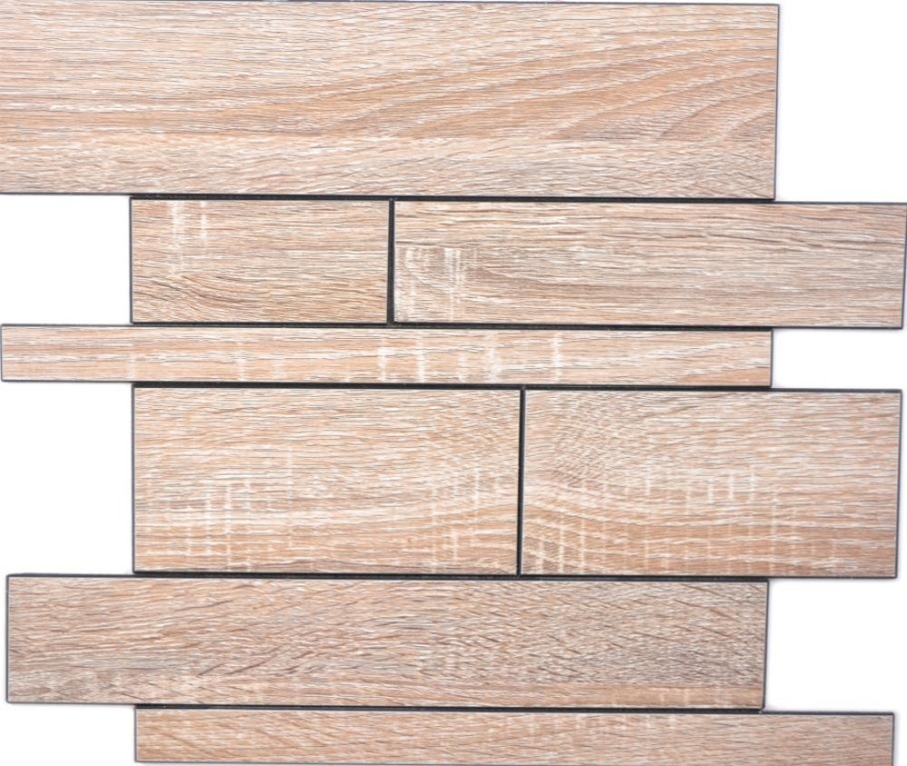 Mosaico autoadhesivo efecto madera aluminio metal gris mate - 10 láminas de mosaico