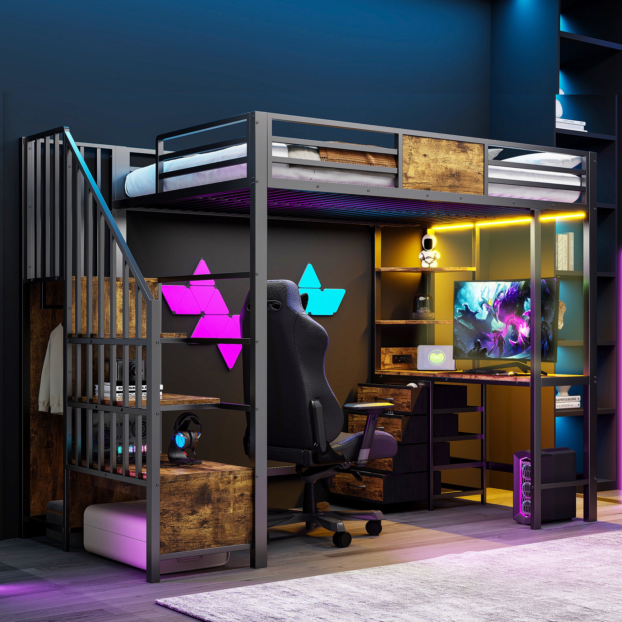 Lit Mezzanine Multifonctionnel 90x200 Avec Espace De Rangement, Penderie Et étagères – Lit Enfant Avec échelle Et Structure Stable, Blanc | Leroy Merlin