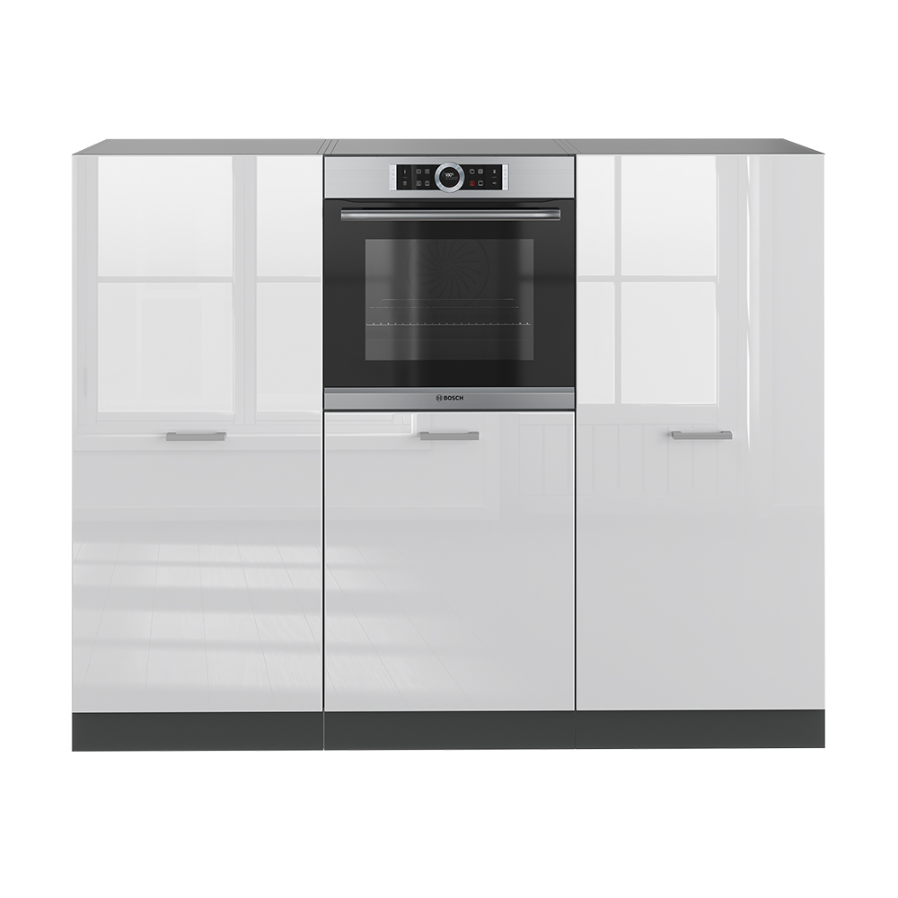 Vicco Blok kuchenny R-Line, Biały wysoki połysk/antracyt, 180 cm bez blatu roboczego