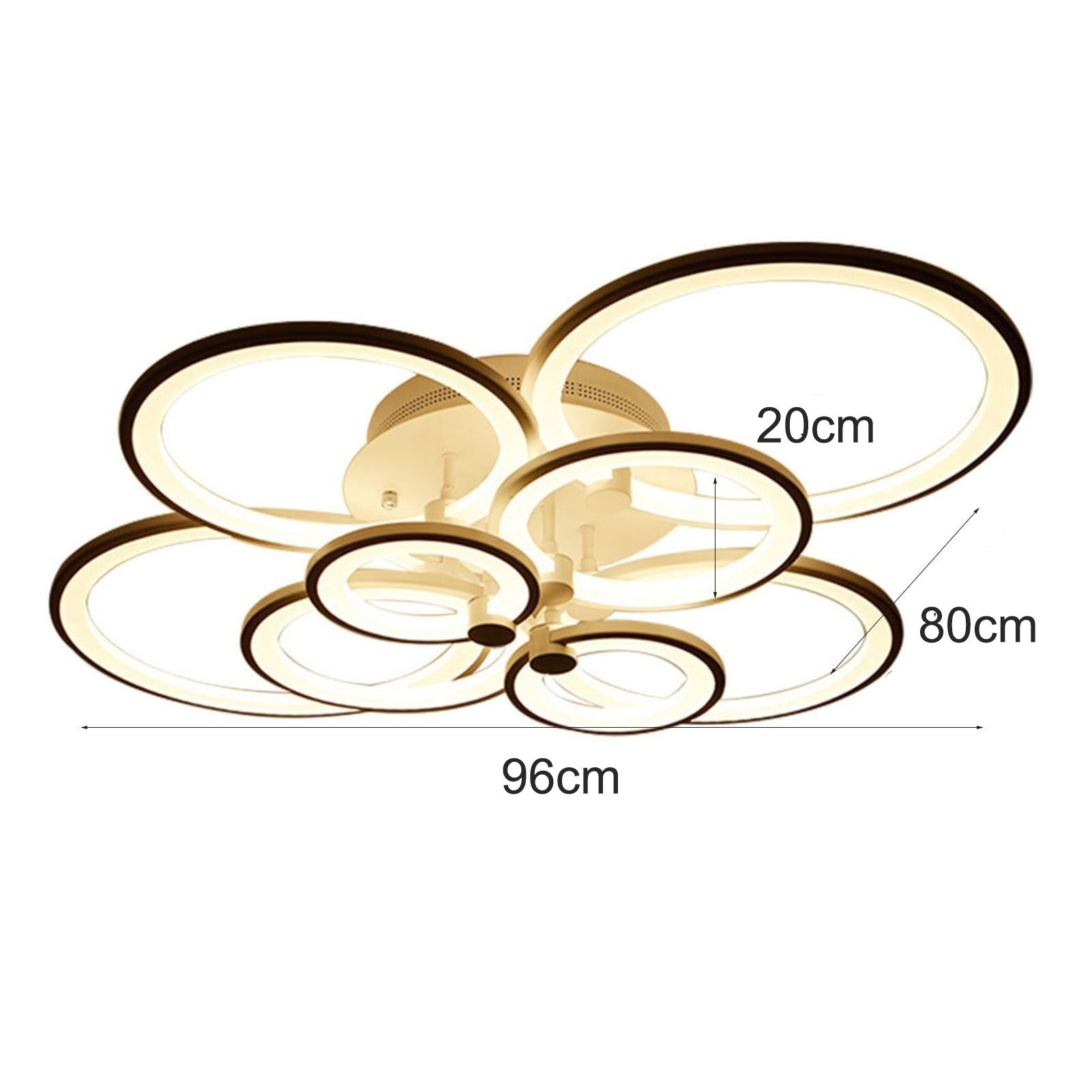 Ściemnialna lampa sufitowa LED 128 W z pilotem, 8 pierścieni świetlnych - nowoczesna lampa sufitowa, 3000 K-6500 K, energooszczędna, 96 cm - 5
