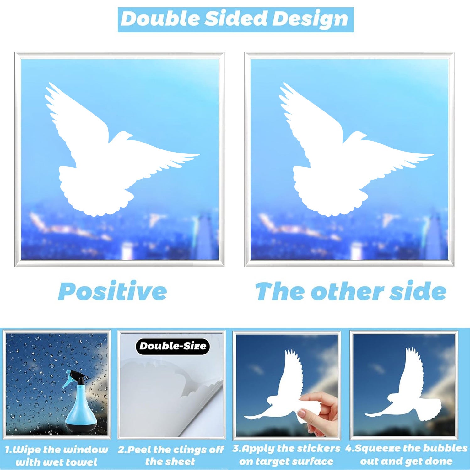 Autocollants anti-collision pour oiseaux de fenêtre, protection de porte en verre et sauvez les oiseaux, réflexion, 11 Pcs, Dégager - 5