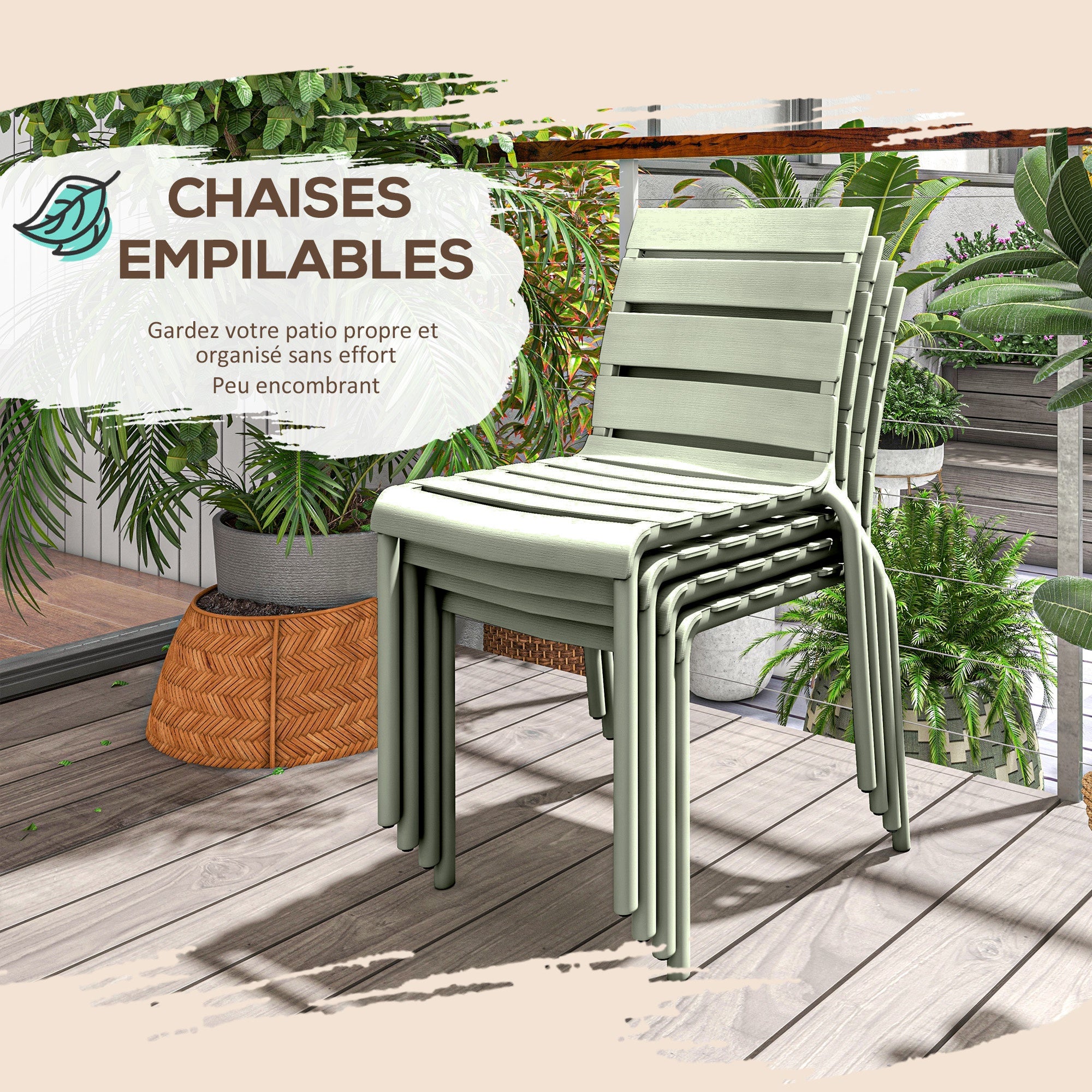Ensemble de chaises de jardin PP Outsunny - 5