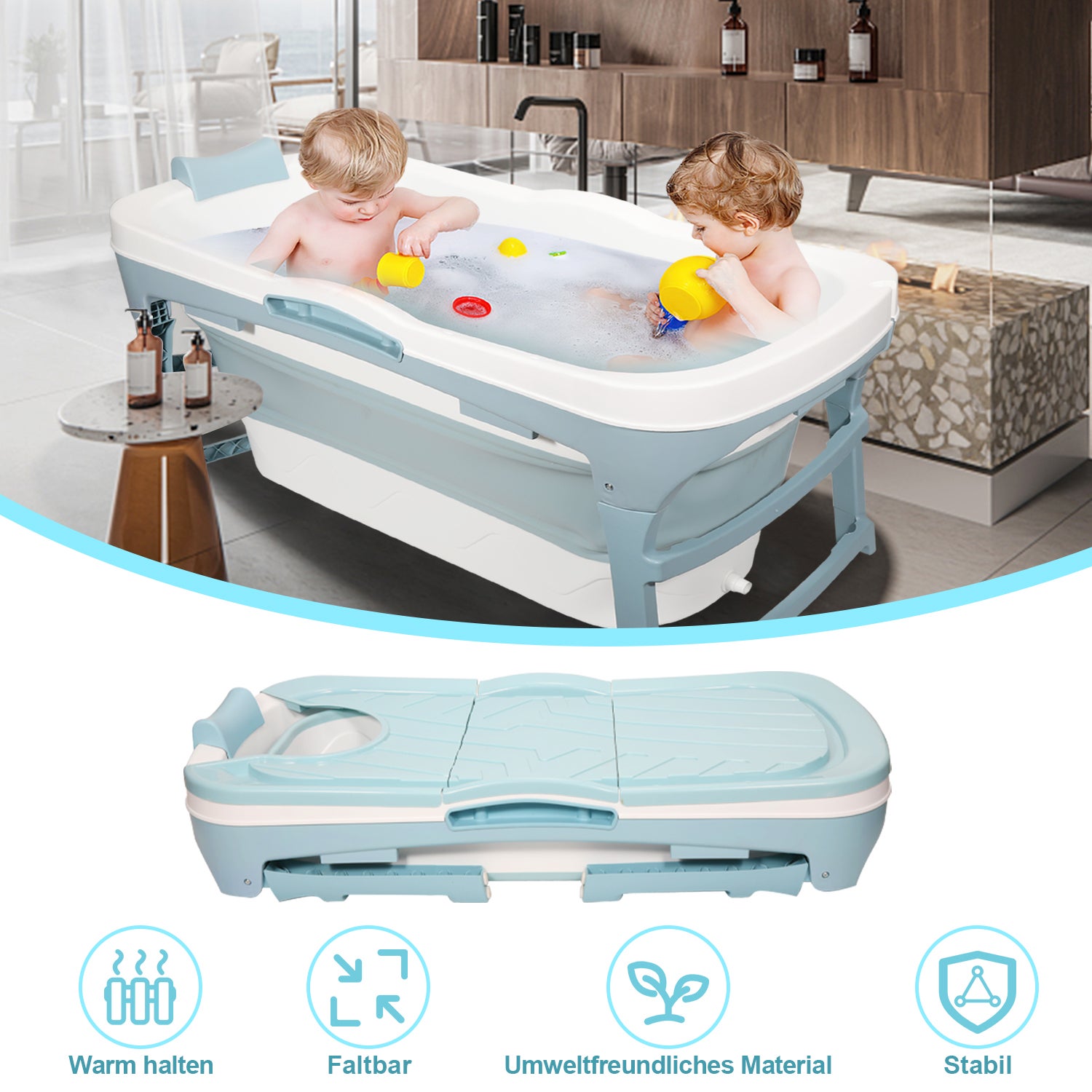 KELIXU Baignoire portable pliable pour adulte, baignoire chaude et glacée sans installation