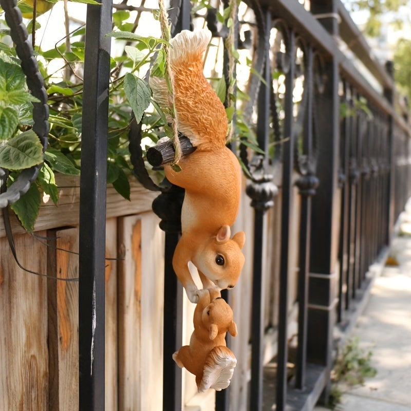 Wnvivi Statues Écureuil Jardin à Suspendre - Figurine Résine Décoration Intérieur Extérieur Bonsaï