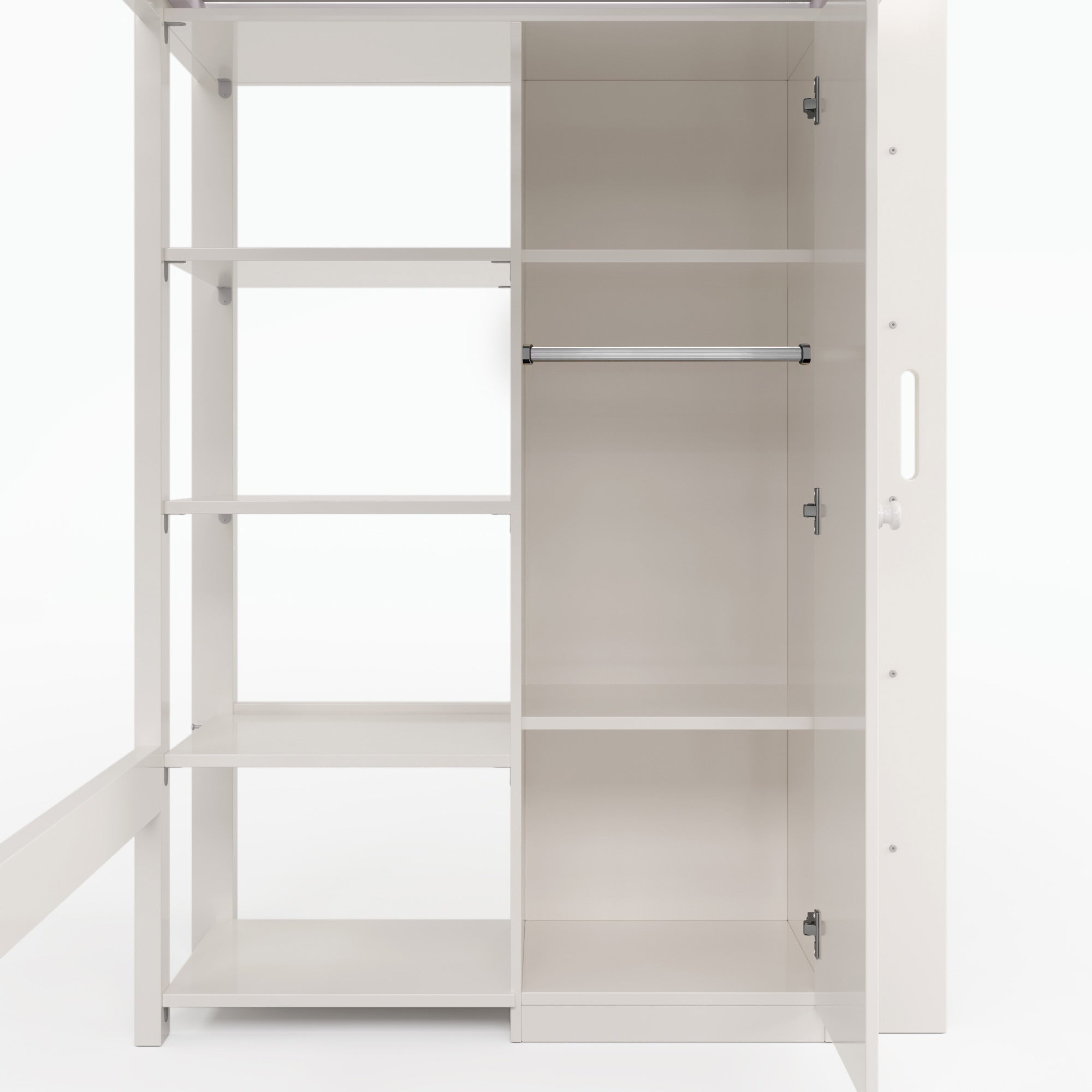 Lit mezzanine 90x200cm en bois - avec une armoire et étagères - Blanc - 8
