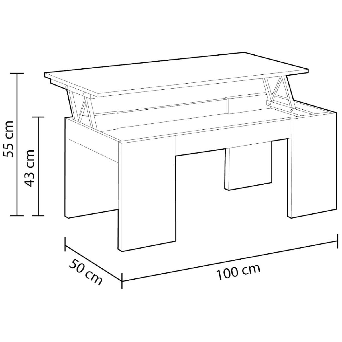 MESA DE CENTRO ELEVATÓRIA 43X100X50 CM CARVALHO CANADIANO - 5