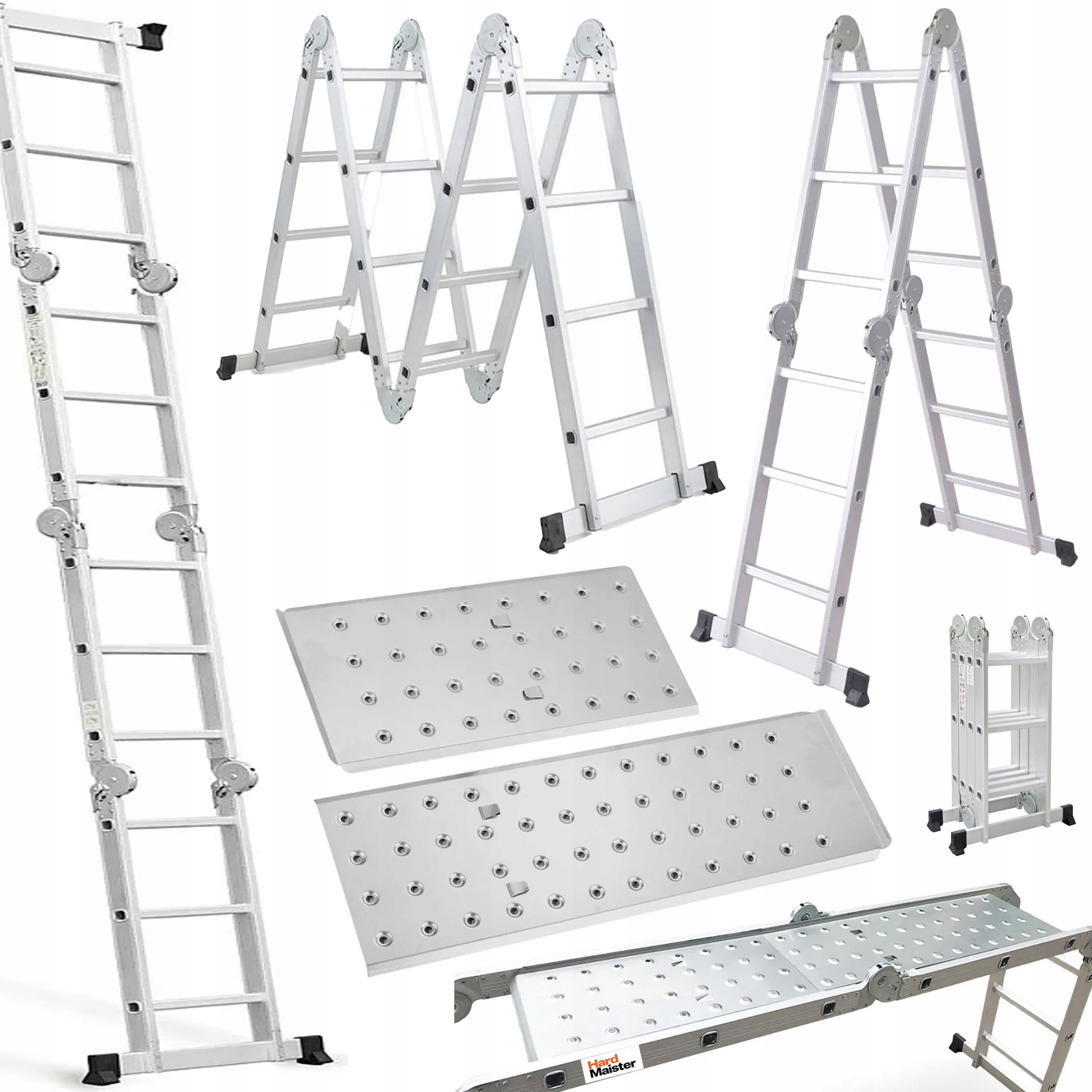 Drabina Aluminiowa Hardmaister 4x3 Domowa Składana Wielofunkcyjna z podestem 355cm 1 szt