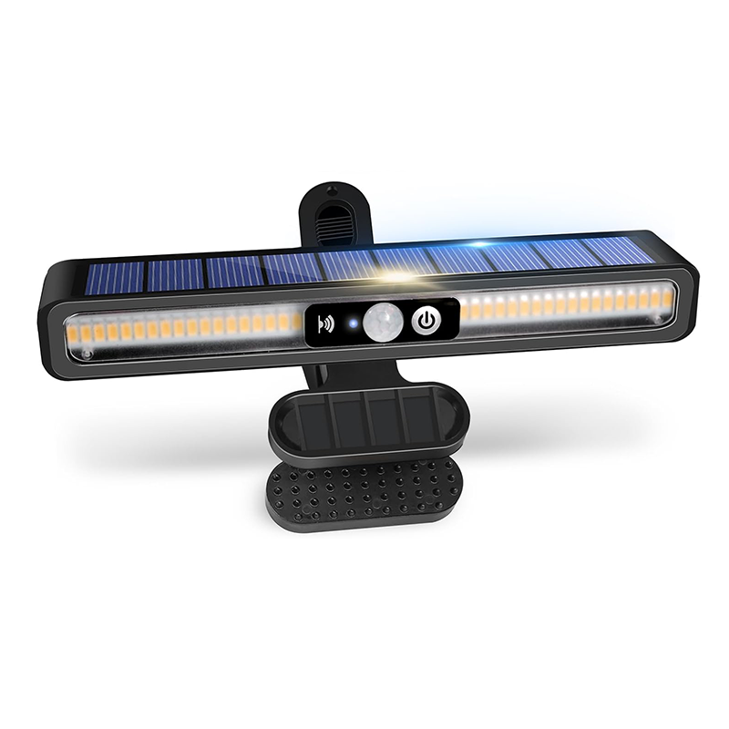 Zestaw 1 wodoodpornej lampki solarnej z klipsem i czujnikiem ruchu, 36 diod LED, 3000 K, do montażu na ogrodzeniu, w garażu i na kempingu.
