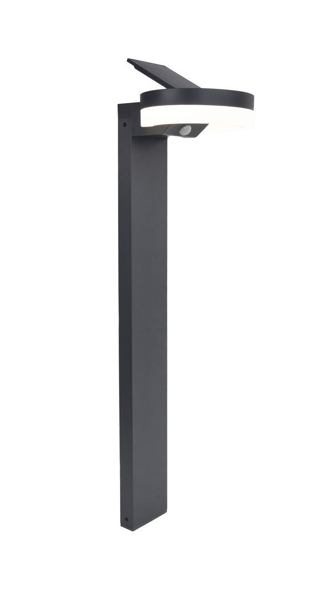 Lampa obrysowa LED z regulowanym panelem słonecznym i czujnikiem ruchu RUNDA PIR, antracytowa, okrągła, 12 W 1300 lm, 4000 K