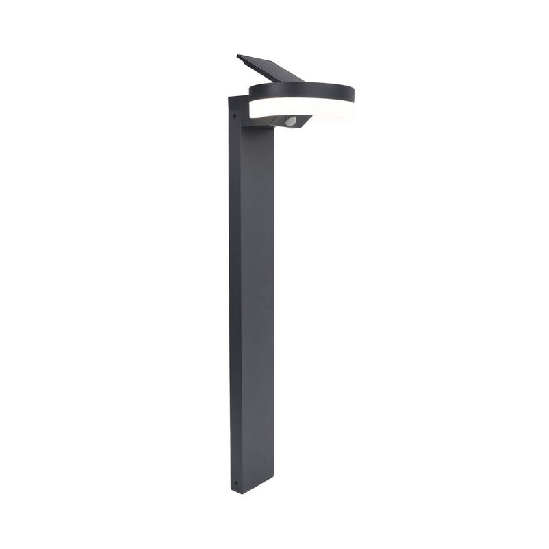 Lampa obrysowa LED z regulowanym panelem słonecznym i czujnikiem ruchu RUNDA PIR, antracytowa, okrągła, 12 W 1300 lm, 4000 K