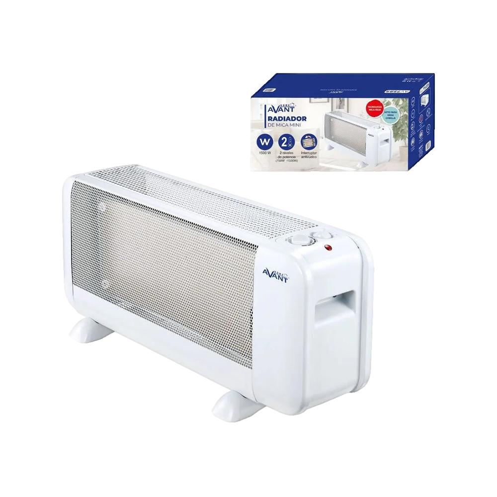 Avant , Av7589 Radiador De Mica Mini 1500W, Termostato, Placa Radiante De Mica Compacta, Color Blanco , Leroy Merlin