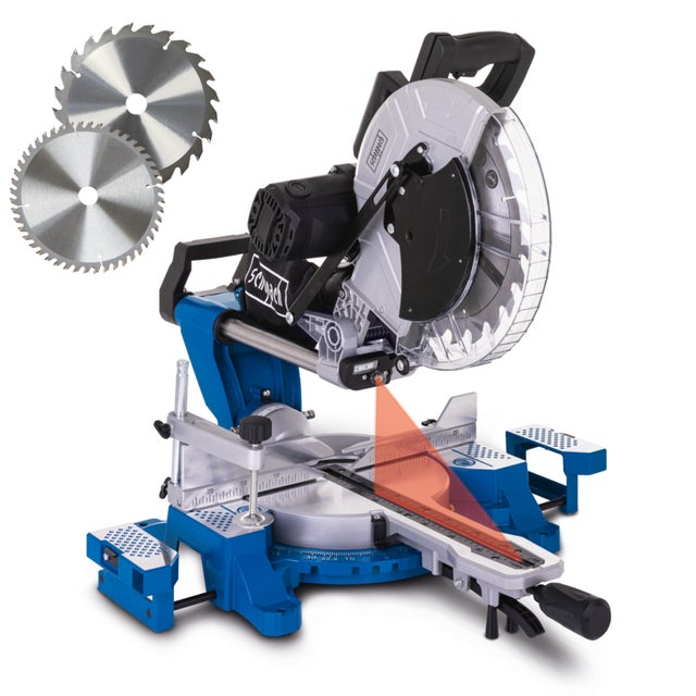 Scheppach Scie à onglet radiale HM140L – 2000W - Largeur de coupe 330mm - Hauteur de coupe 105mm - Lame Ø305mm - Double inclinaison - Laser intégré