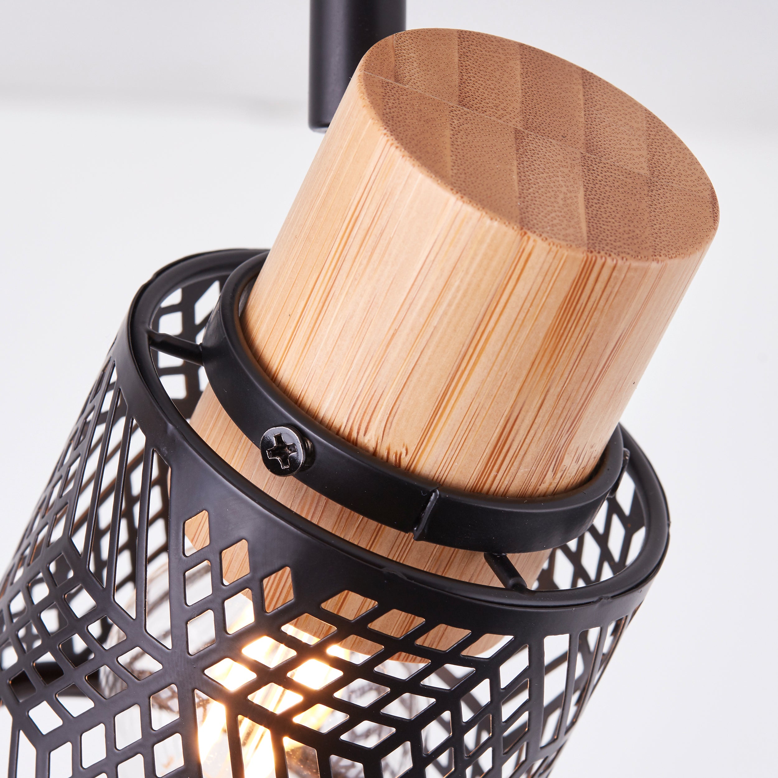 Brilliant Glint 4-płomienne zawieszenie drewno/szkło mosiężne/metal 4x D45, E14, 40 W, Odpowiednie do lampy stołowej (brak w zestawie) - 4