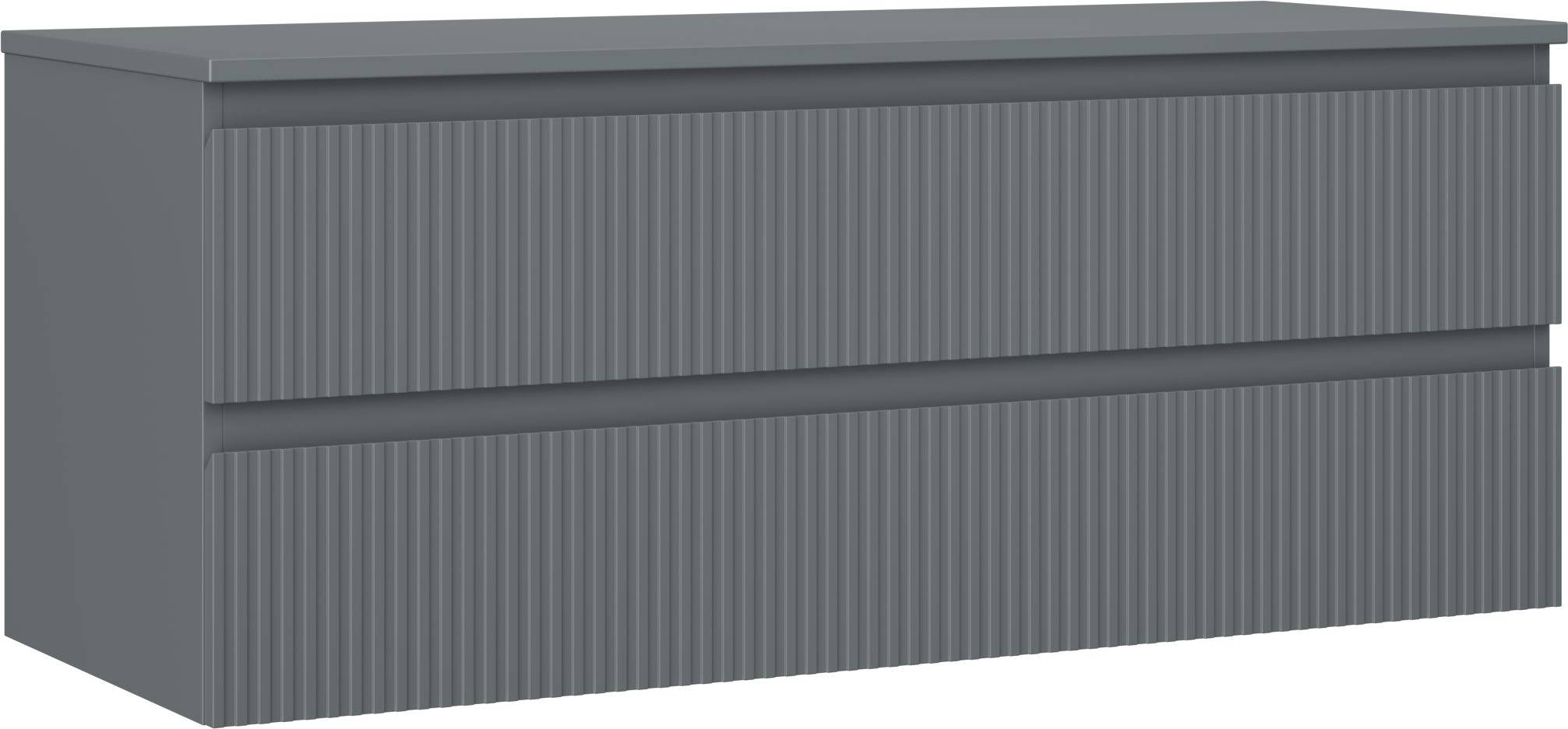 Mexen Rivel szafka łazienkowa podumywalkowa 120 cm z blatem, 2 szuflady, ryflowana , grafit mat - 91A20-12047-2-BFFC66