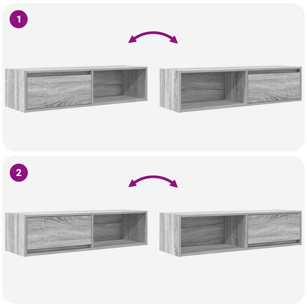 vidaXL Meuble TV sonoma gris 100x31x25,5 cm bois d'ingénierie - 9