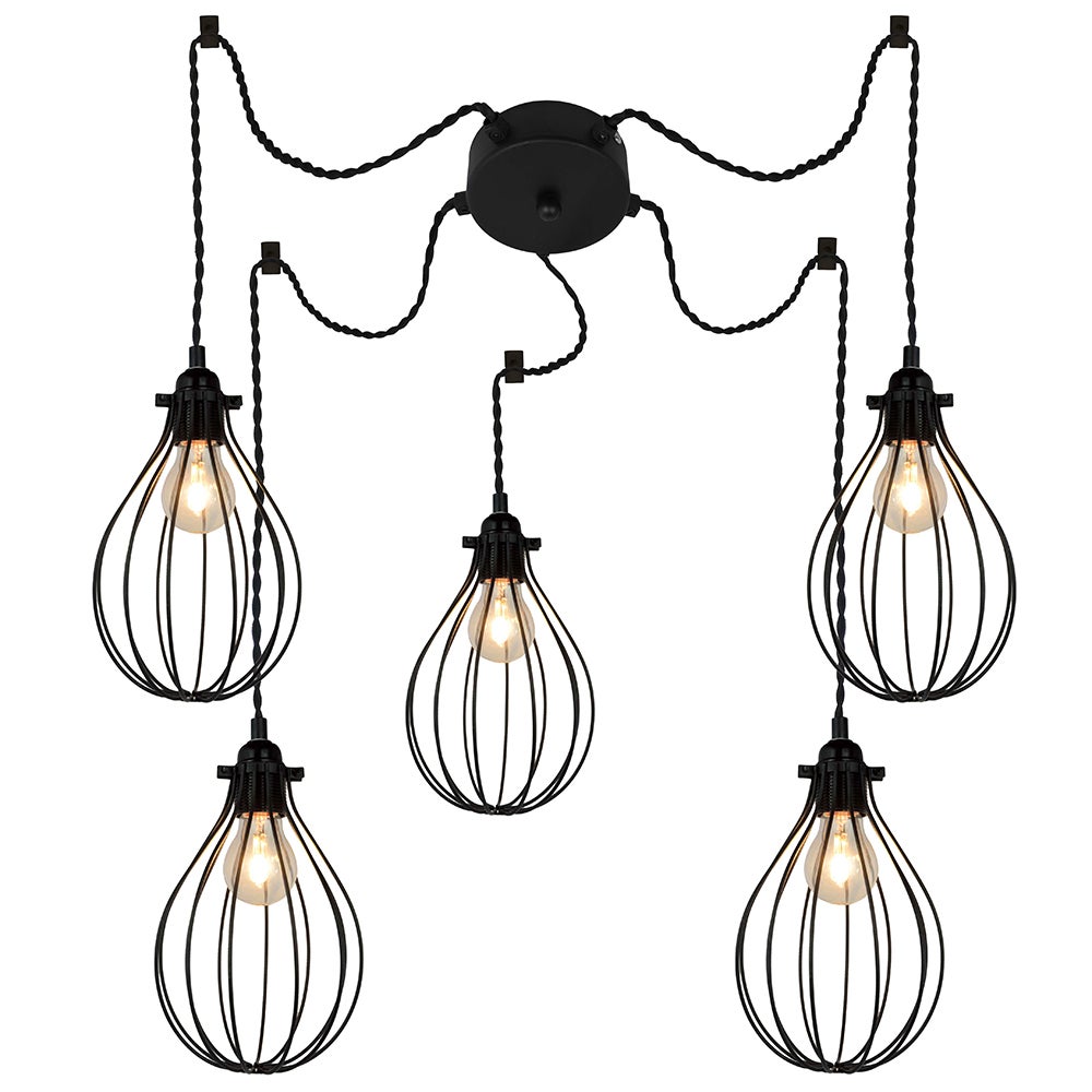 3 Lampes Suspensions Luminaire Industrielles Plafonnier E27 Vintage Lustre Doré Salon Lampe