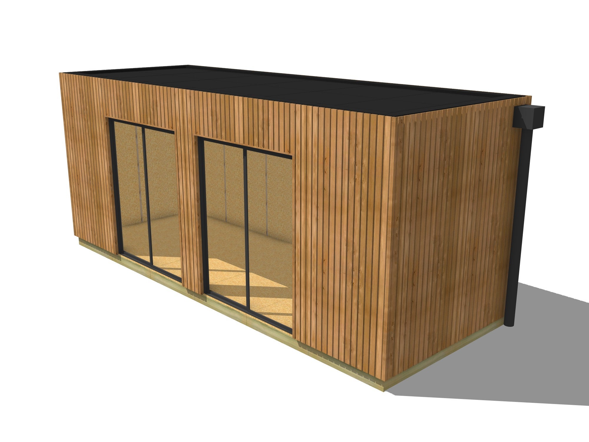 Bureau de jardin habitable en bois 6,6 x 2,4 x 2,7 m avec plancher isolé / menuiseries alu k-line - 2