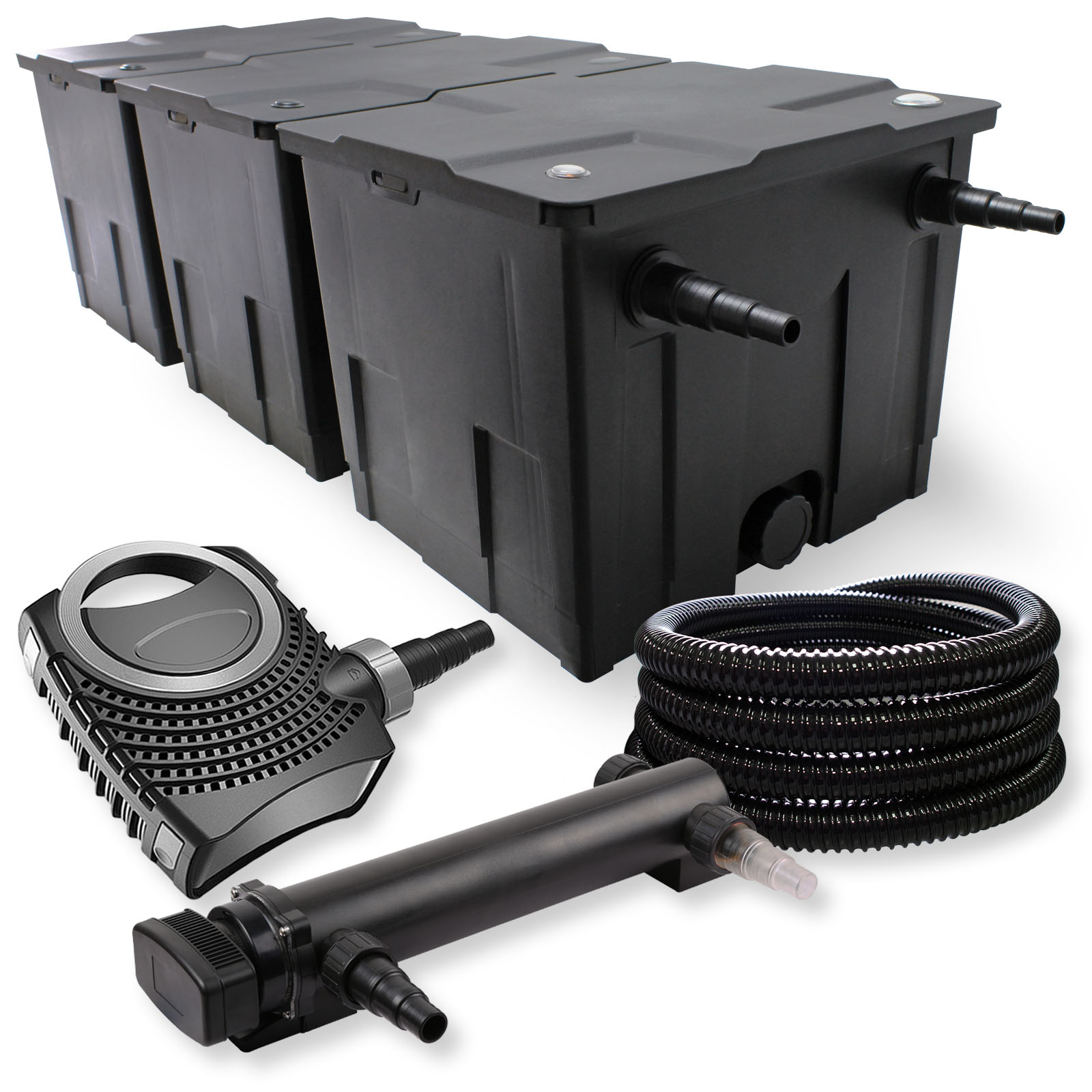 Kit Filtration Bassin SunSun CBF-550 + Pompe 7000L/h + Lampe UV 18W - Jusqu'à 60 000 L