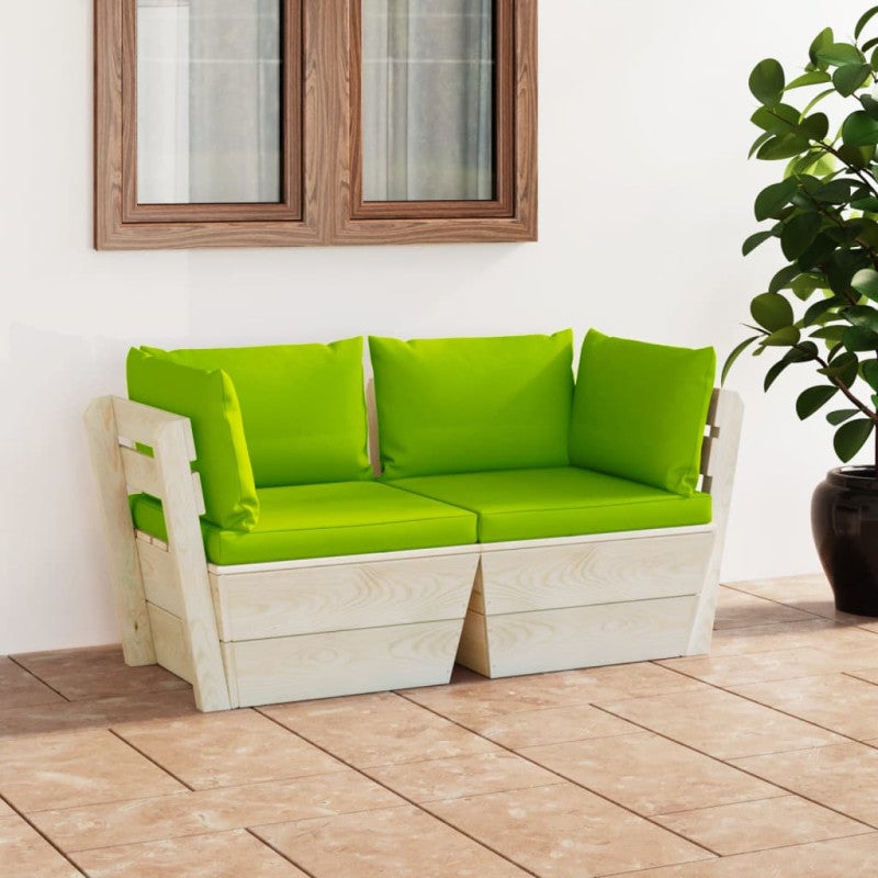 Ogrodowa sofa 2-osobowa z palet, z poduszkami, drewno świerkowe vidaXL